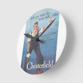 ヴィンテージチェスターフィールドたばこ広告 ラウンド壁時計 (傾斜)