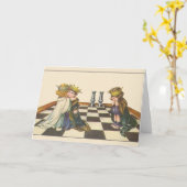 ヴィンテージチェスプレーヤーのノートカード カード (黄色い花)