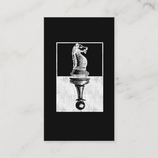 ヴィンテージチェスプレーヤーポーンとナイトボードゲーム 名刺 (正面)