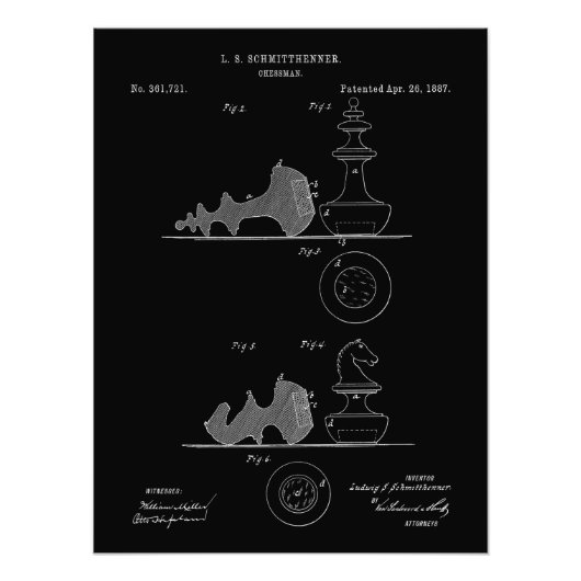 ヴィンテージチェス片特許設計図 フォトプリント (正面)