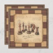 ヴィンテージチェス盤とチェスの駒,プレイヤーのギフト シーズンカード (正面/裏面)