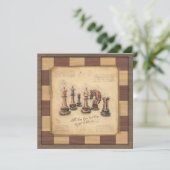 ヴィンテージチェス盤とチェスの駒,プレイヤーのギフト シーズンカード (スタンド正面)