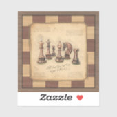 ヴィンテージチェス盤とチェスの駒，プレイヤーのギフト シール (シート)