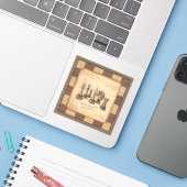 ヴィンテージチェス盤とチェスの駒，プレイヤーのギフト シール (ノートパソコンとiPhone)