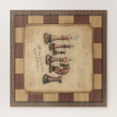 ヴィンテージチェス盤とチェスの駒，プレイヤーのギフト ジグソーパズル (横)