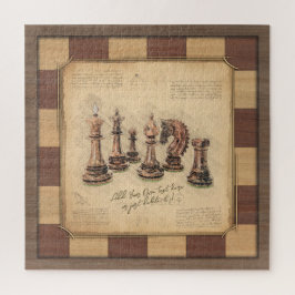 ヴィンテージチェス盤とチェスの駒，プレイヤーのギフト ジグソーパズル