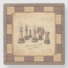 ヴィンテージチェス盤とチェスの駒，プレイヤーのギフト ストーンコースター