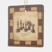 ヴィンテージチェス盤とチェスの駒，プレイヤーのギフト セラミックオーナメント (左)