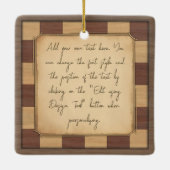 ヴィンテージチェス盤とチェスの駒，プレイヤーのギフト セラミックオーナメント (裏面)