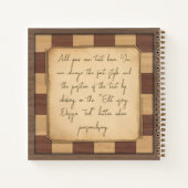 ヴィンテージチェス盤とチェスの駒，プレイヤーのギフト ノートブック (裏面)