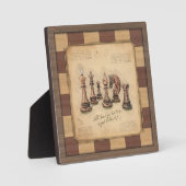 ヴィンテージチェス盤とチェスの駒，プレイヤーのギフト フォトプラーク (正面)