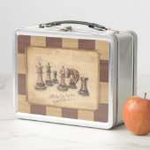 ヴィンテージチェス盤とチェスの駒,プレイヤーのギフト メタルランチボックス (インサイチュ)