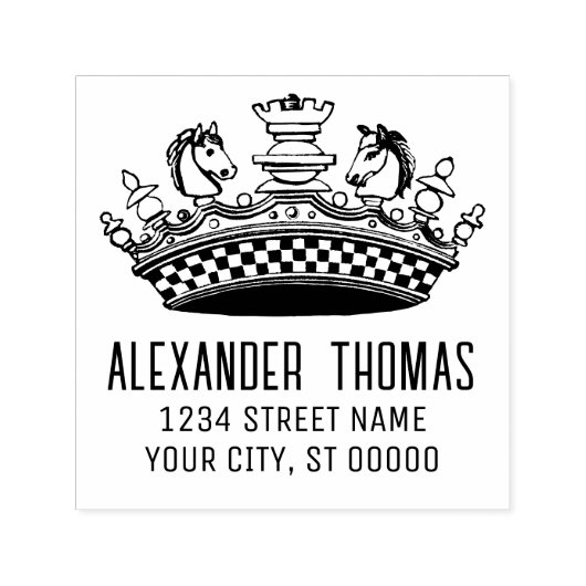 ヴィンテージチェス駒のクラウン名アドレス セルフインキングスタンプ (デザイン)