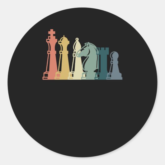 ヴィンテージチェスT型レトロチェスデザイン – チェス ラウンドシール (正面)