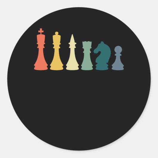 ヴィンテージチェスT型レトロチェスデザイン-チェス ラウンドシール (正面)