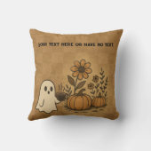 ヴィンテージチェッカーボード幽霊秋パンプキンコーヒー クッション (裏面)