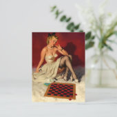 ヴィンテージチェッカーレトロピンUPガール ポストカード (スタンド正面)