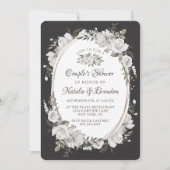 ヴィンテージチェリッシュオーバルフレームカップルのウェディングシャワー 招待状 (正面)