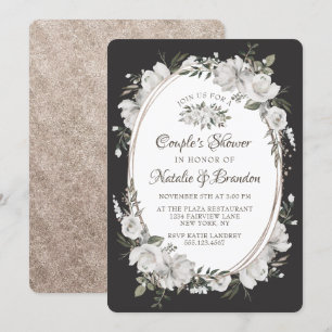 ヴィンテージチェリッシュオーバルフレームカップルのウェディングシャワー 招待状