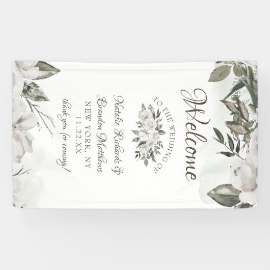 ヴィンテージチェリッシュホワイトフローラ結婚バラへようこそ 横断幕 (横)