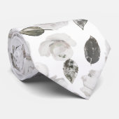 ヴィンテージチェリッシュホワイトフローラ&バラ結婚ズグルーム ネクタイ (ロール)