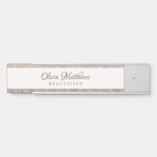 ヴィンテージチェリッシュホワイトフローラ&バラ金ゴールド名 サインプレート