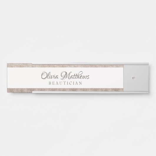 ヴィンテージチェリッシュホワイトフローラ&バラ金ゴールド名 サインプレート (正面)