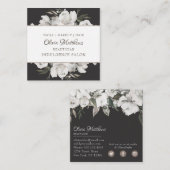 ヴィンテージチェリッシュホワイトフローラ&バラ金ゴールド枠 スクエア名刺 (正面/裏面)