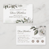 ヴィンテージチェリッシュホワイトフローラ&バラ金ゴールド 名刺 (正面/裏面)