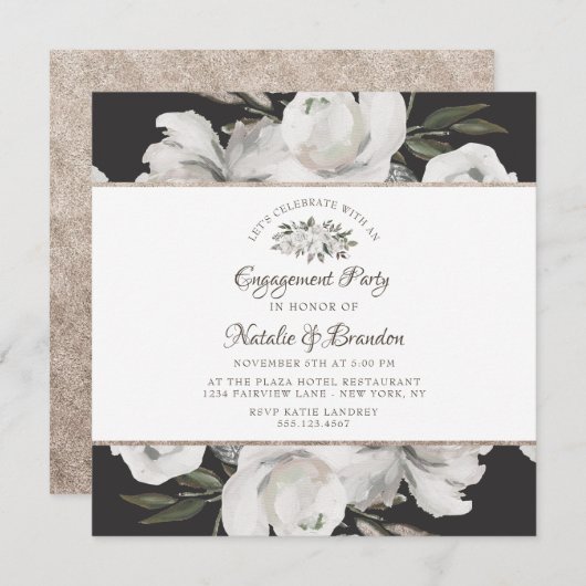 ヴィンテージチェリッシュレッズ祝婚約パーティ 招待状 (正面/裏面)