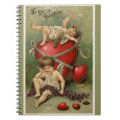 ヴィンテージチェルブとバレンタインハートグリーン ノートブック (正面)