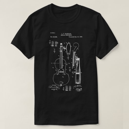 ヴィンテージチェロ特許レトロチェロプレーヤーチェロセル Tシャツ (デザイン正面)
