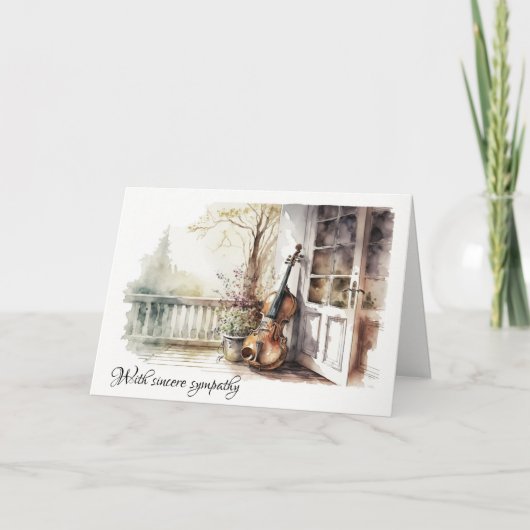 ヴィンテージチェロ花悔やみや弔慰 カード (正面)