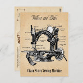 ヴィンテージチェーンステッチ裁縫機 ポストカード (正面/裏面)