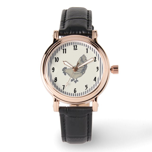 ヴィンテージチキンとチクストライプのク 腕時計 (正面)