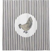 ヴィンテージチキンとチクストライプキング シャワーカーテン (正面)