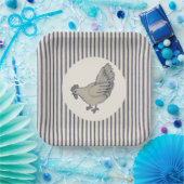 ヴィンテージチキンとチックストライプの  ペーパープレート (パーティー)