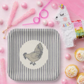 ヴィンテージチキンとチックストライプの  ペーパープレート (パーティー)