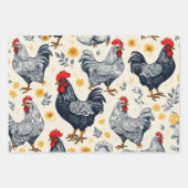 ヴィンテージチキンイラストレーション ラッピングペーパーシート (正面3)