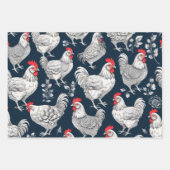 ヴィンテージチキンイラストレーション ラッピングペーパーシート (正面)