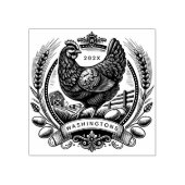 ヴィンテージチキンエッグ&ファミリーネームモノグラムファーム ラバースタンプ (インプリント)