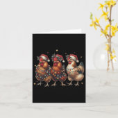 ヴィンテージチキンクリスマスライトファーム動物かわいい カード (黄色い花)