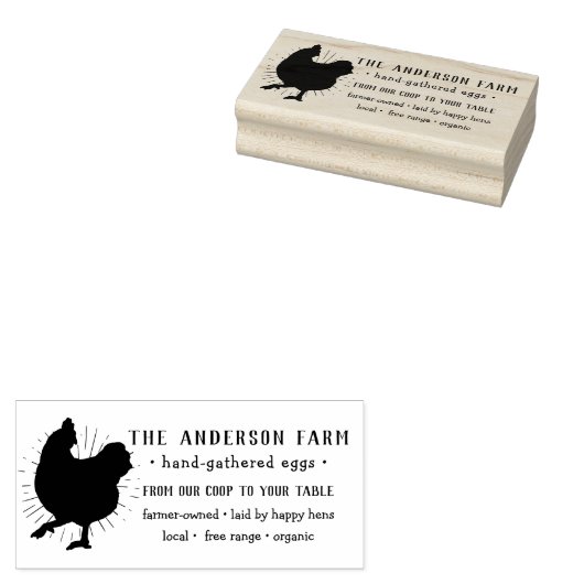 ヴィンテージチキンスケッチ |ファミリーファームの生卵 ラバースタンプ (押印)