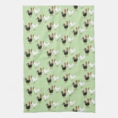 ヴィンテージチキンズパターンonグリーンキッチンタオル キッチンタオル (縦)