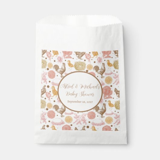 ヴィンテージチキンネスト&フローラベビーシャワー フェイバーバッグ (正面)