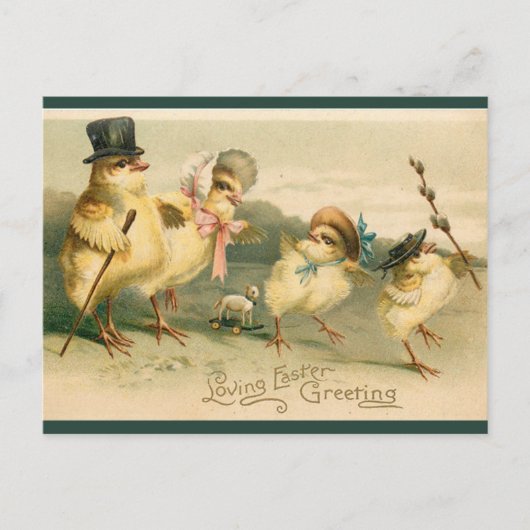 ヴィンテージチキンファミリーイースターサンデーウォーク ポストカード (正面)