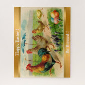 ヴィンテージチキンファミリーイースターホリデー ジグソーパズル (縦)