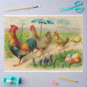 ヴィンテージチキンファミリーイースターホリデー 薄葉紙 (クラフト)