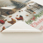 ヴィンテージチキンファームクリスマスパーソナライズされた シェルパブランケット (3/4)