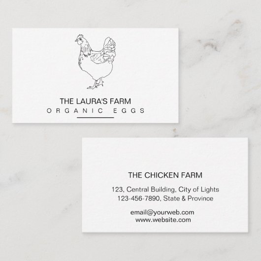 ヴィンテージチキンファームヘンラインアート名刺 名刺 (正面/裏面)